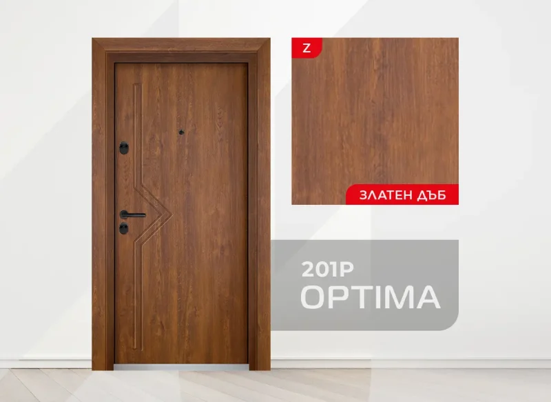 Входна врата Unison Optima 201 P Цвят Златен Дъб